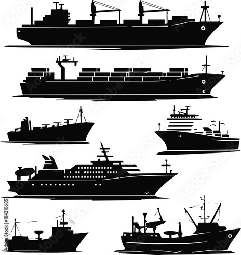 ship vector collection cargo liner cruise yacht ferry icons