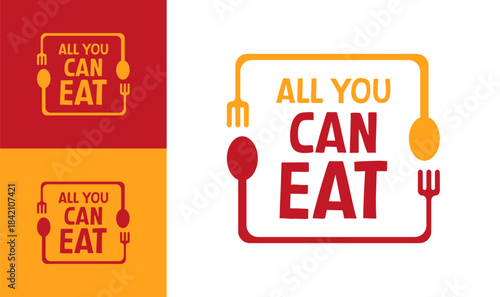 All You Can Eat Restaurant Logo Premium Feast Identity