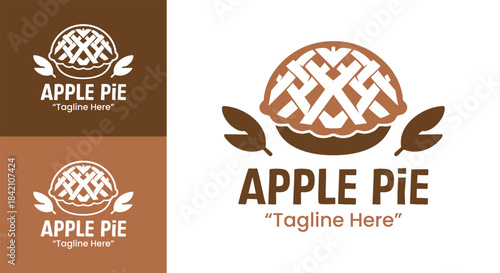 Apple Pie Logo Rustic Bakery Dessert Emblem