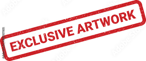 Textured red rubber stamp featuring EXCLUSIVE ARTWORK text for premium graphic design projects