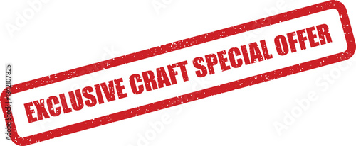 Textured red rubber stamp featuring exclusive craft special offer for promotional events
