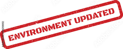 Textured red rubber stamp indicating an updated status or recent changes in environmental data or policies