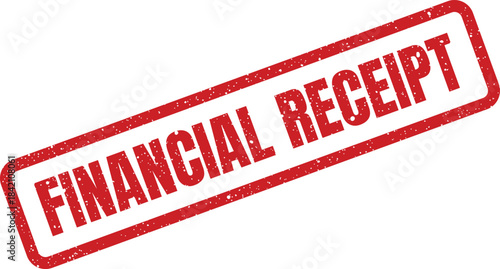 Textured red rubber stamp showing FINANCIAL RECEIPT text inside a rectangular border, useful for payment proof