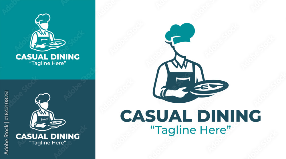 Obraz premium Casual Dining Logo Minimal Modern Restaurant Branding