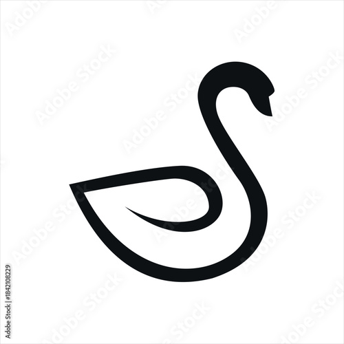 Swan logo concept bold line luxury, black and white logo, natural logo.