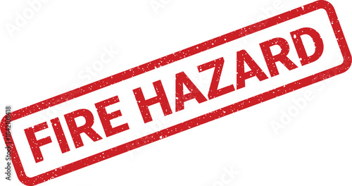 This rectangular stamp with a distressed effect explicitly states FIRE HAZARD in bold capital letters for clear identification