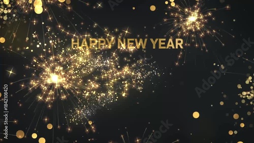 New Year Celebration 2026, Festive Fireworks, Shiny Gold Numbers, Joyful Party Scene in 4k resolution .