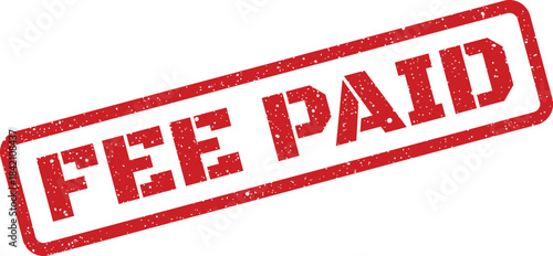 This textured red rectangular stamp graphic clearly indicates that a required payment has been successfully completed