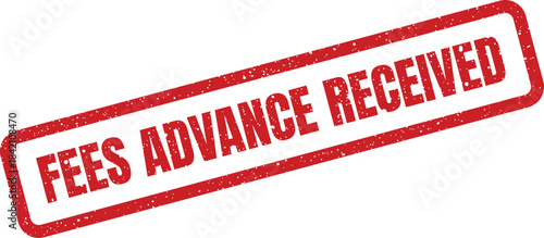 This textured red rectangular stamp graphic confirms the reception of advance payment for services or goods