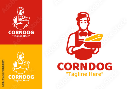 Corndog mascot logo with friendly character design