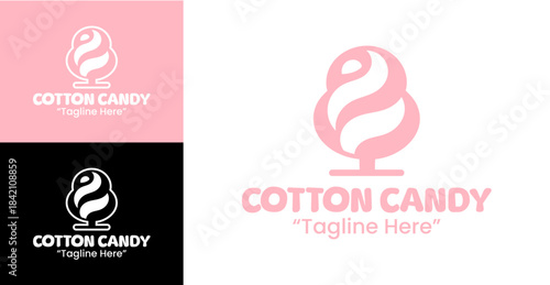 Minimal cotton candy stick logo for dessert identity