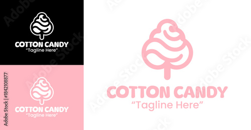 Vintage cotton candy badge for carnival food branding