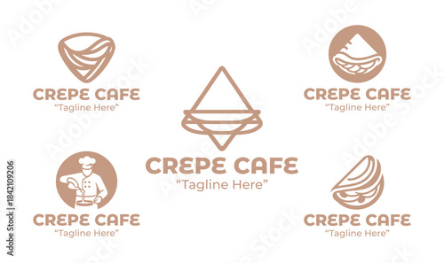 5 Crepe Cafe Logo Set Dessert Cafe Branding Collection