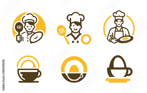 6 Brunch Cafe Logo Set Morning Meal Branding Collection