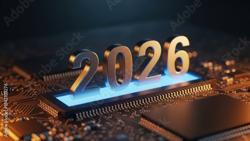 2026 on Glowing Microchip - Future Tech