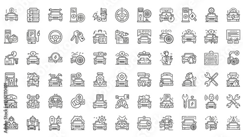 A collection of vector business and web design icons featuring symbols for mobile, money, calendar, and internet media sketch illustrations
