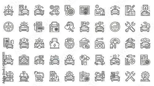 A collection of vector business and web design icons featuring symbols for mobile, money, calendar, and internet media sketch illustrations