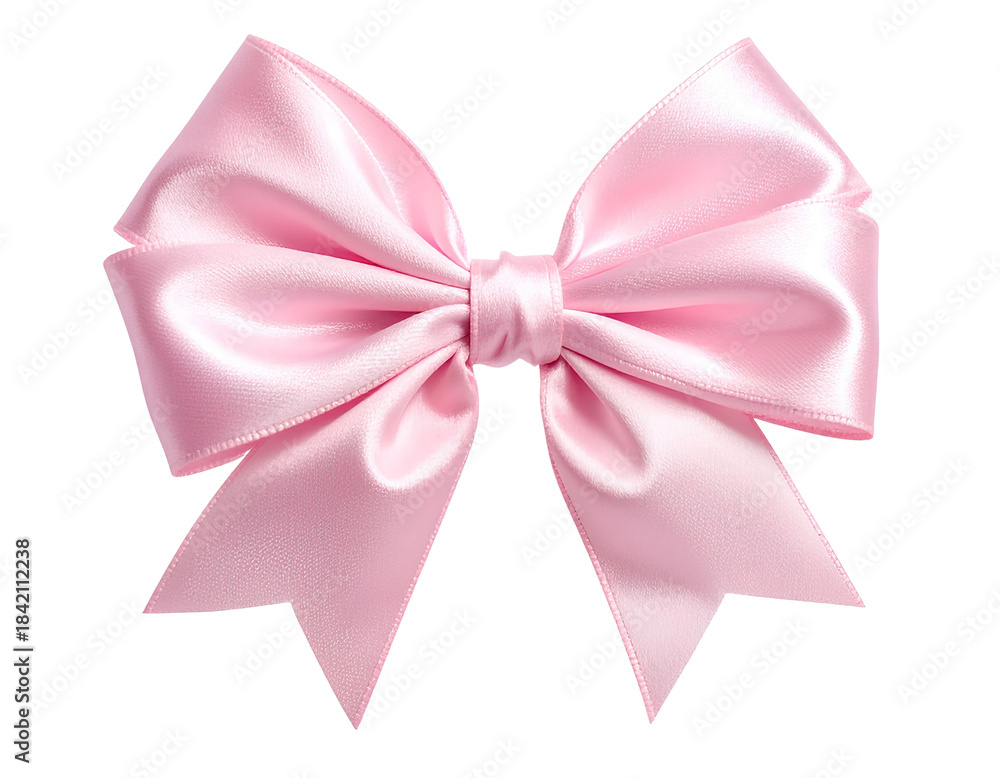 Naklejka premium Elegant Pink Satin Bow Front View Isolated PNG