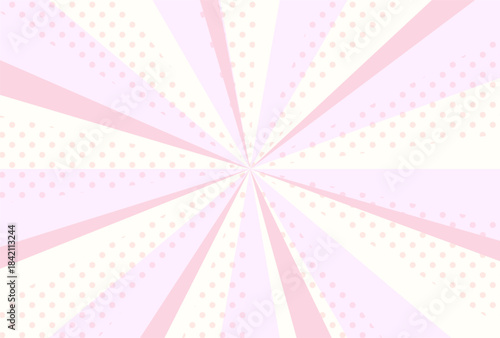 アメコミ風ピンクのドット放射状背景　甘いパステルカラーのベクターイラスト