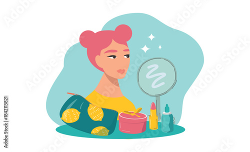 vector flat style illustration on the theme of cosmetic, male up