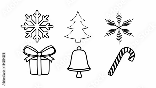 christmas festive line con set snowflake gift created with generative ai