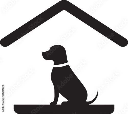 Pet Dog House Icon Silhouette — Kennel Shelter Black Vector Design