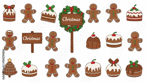 Christmas Gingerbread icon vector set. Christmas illustration sign collection. cake symbol. food logo.