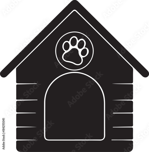 Pet Dog House Icon Silhouette — Kennel Shelter Black Vector Design