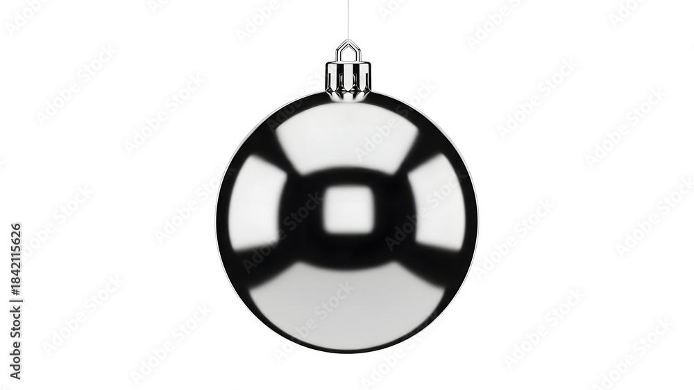 Fototapeta premium Black and white christmas ornament hanging on white background