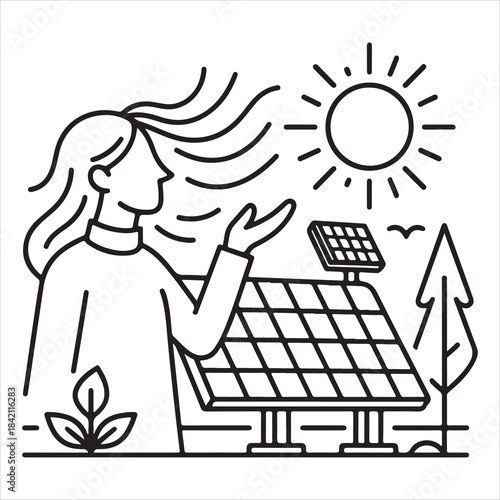 Eco Solar Panels Community Sharing Energy Silhouette