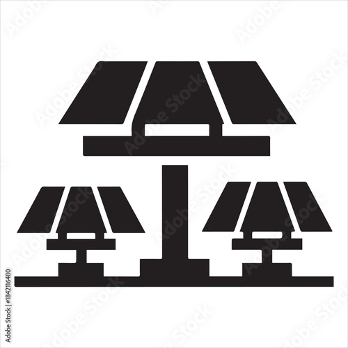 Eco Solar Panels Gear Mechanism Vector Silhouette