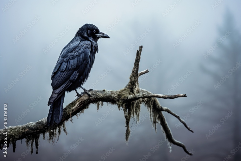 Fototapeta premium Crow outdoors branch animal.