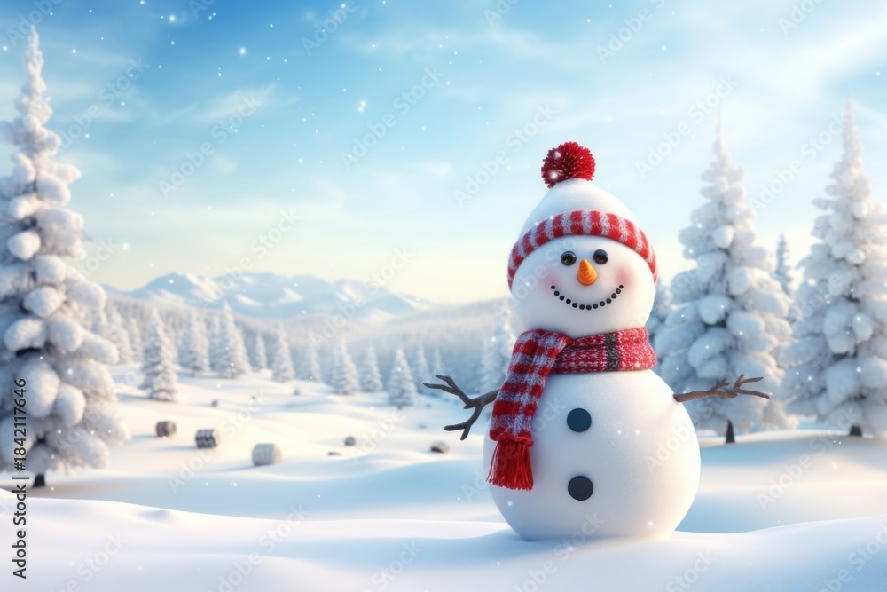 Naklejka premium New year snowman winter christmas.