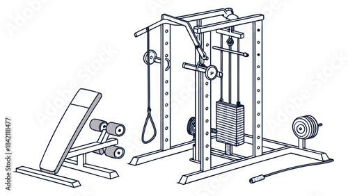 Versatile Home Gym Station with Bench and Cable System