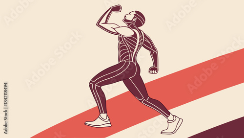 Runner striving for victory with dynamic energy