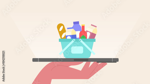 Online Grocery Shopping Delivery Service on Smartphone