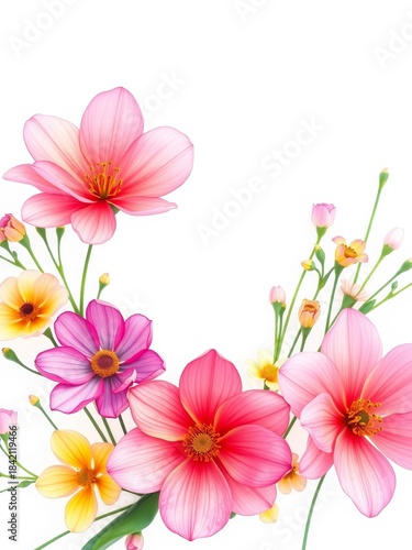 Delicate floral illustration with vibrant petals, perfect for spring designs,  element,  design