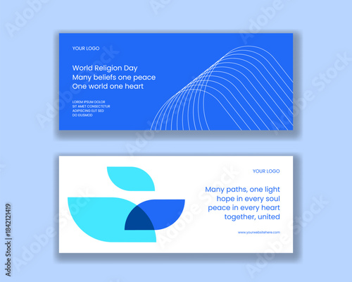 Cartoon Hand-Drawn Background Template for World Religion Day Horizontal Banner Illustration