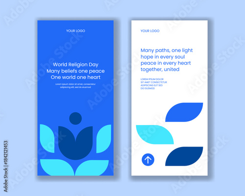 World Religion Day Vertical Banner Illustration with Flat Cartoon Hand-Drawn Background Template