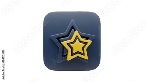 Golden Star Icon on Dark Blue Rounded Square Background Represents Achievement and Success