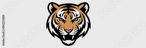 Majestic Tiger Roaring Fiercely, Showing Fangs in a Striking Vector Graphic Logo - An Energetic Animal Mascot for Sports Team Branding, Business Identity, and Bold Marketing Campaigns with Modern Desi