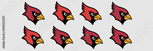Bold Cardinals Pattern Design: Seamless backdrop showcasing repeating red bird emblems, perfect for sports team branding, school spirit, spirited events, or vibrant graphic design projects with a mode