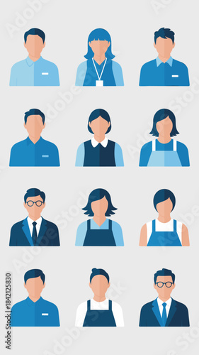 Diverse Team Avatars for Business & Professional Use: Employee Portraits in Modern Minimalist Style Presenting Staff, Colleagues, & Individuals for Website, Presentations, Marketing, Human Resources,