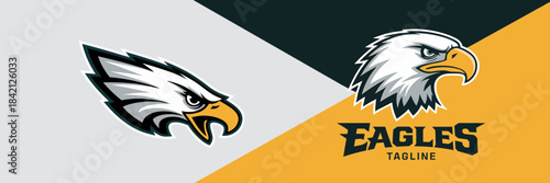 Eagle Mascot Logo Design for Sports Team Branding and Competitive Edge:  Esports, Athletics, and Corporate Identity with Aggressive Bird Head Vector Illustration for Modern Marketing Campaigns, School