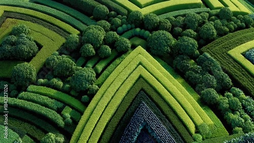 Aerial View of Varied Green Landscapes and Patterns