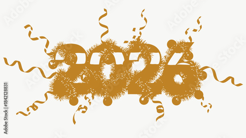 Golden 80s birthday celebration with confetti and ribbons on