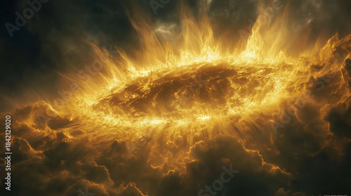 Highly detailed sunspot cluster generating visible heat bursts on surface 