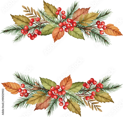 christmas wreath with holly berries