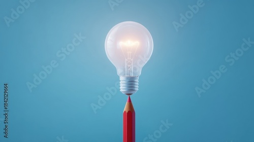 A creative April Fool's Day prank featuring a glowing incandescent light bulb attached to a red pencil tip,