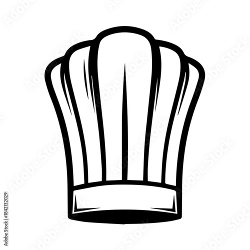 Culinary Cap: a monochrome illustration of a chef's hat, symbolizing the heart of gastronomy and the art of cooking.